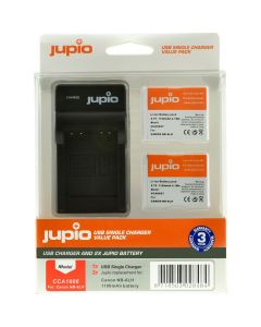 Jupio Kit: 2X Battery NB-6LH + USB Single Charger