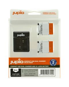 Jupio Kit: 2X Batt AHDBT-302 HERO3+ 1200mAh + USB Dual CH.